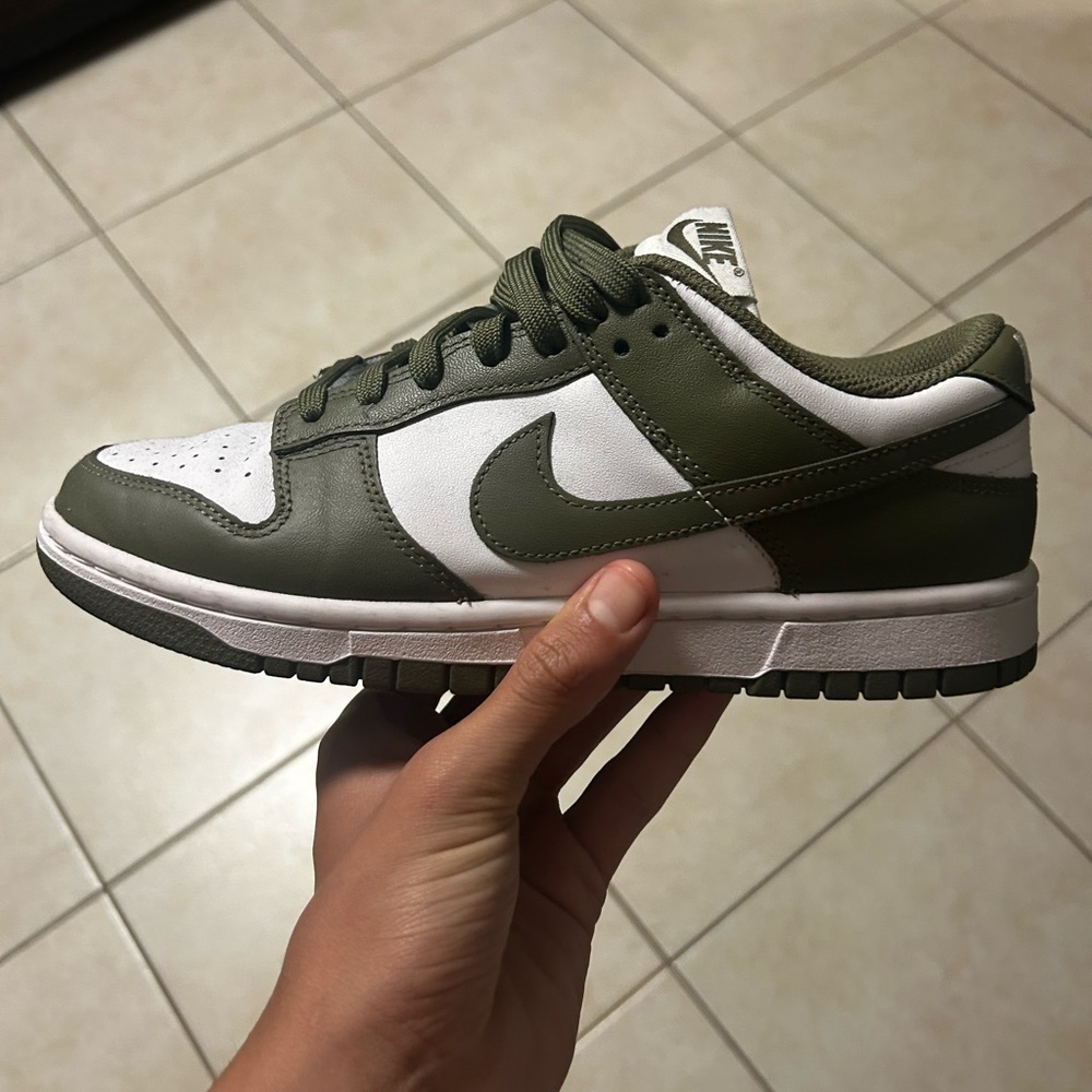Nike Olive Green and White Sneakers